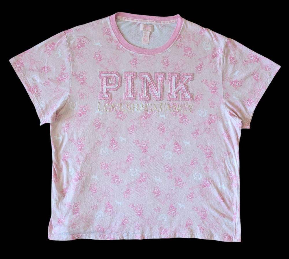Victorias Secret Pink x Loveshackfancy Floral Campus Shirt Size XL Light Pink